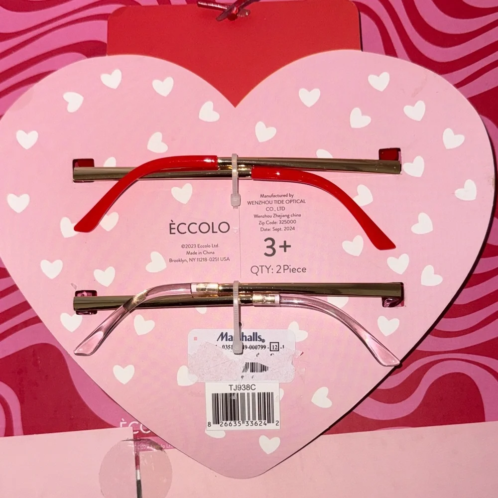 Eccolo Heart-Shaped Sunglasses Sets Valentines Day  4 Pieces Kids size